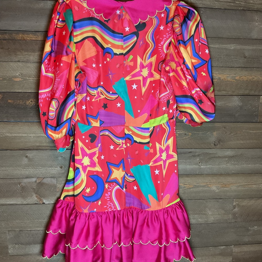 Alden Adair Piper Stargazing Hot Pink Multi Color Funky Dress Women’s Size XS - Picture 2 of 2